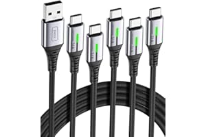 INIU USB C Cable[5Pack],Quick Charge (2+2+1+1+0.5m) Type C Cable,3.1A QC Zinc Alloy,Nylon Braided Data Cable,USB to USB C Charging Cable for Samsung S21 S20 S10 Huawei OnePlus Google LG etc