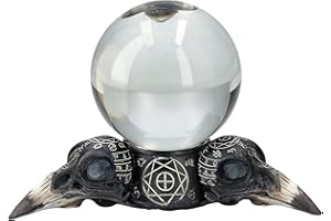 Pacific Giftware Kristallkugel mit Halter Rabenschädel Ritual | Wahrsager Kugel Hellseher Schwarze Magie Zukunft Gothic
