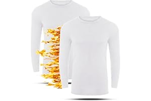 MEGA_JUMBLE Pack of 2 Unisex Children Kids Winter Thermal Underwear Vest Boys Girls Round Neck Long Sleeve Thermal Baselayer T-Shirt Top