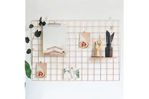 GBYAN 2 Pack Wall Grid Panel with Clips Hanging Photo Display Shelf Wire Notice Board Metal Grid Rack Art Organizer Home, Office & Kitchen Décor Mesh Picture Board