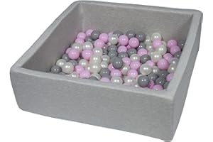 Velinda Bällebad Ballpool Kugelbad Bällchenbad Kinder-Pool mit 150 Bällen/90x90cm (Farbe der Bälle: perlweiß, rosa, grau)