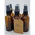 HuanShiJingXuan 6 Pack Empty Amber Glass Spray Bottles, Refillable Containers for Essential Oils, Cleaning Products, Aromatherapy, Durable Black Trigger Sprayer Fine Mist (50ml)