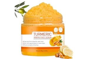 TRENDYFAVE Turmeric Body & Face Scrub, Turmeric Body Scrub, Natural Face Exfoliator Scrub, Exfoliating Body Scrub With Turmeric, Turmeric Body Scrub For Neck, Armpit, Back, Skin Care Scrub 150G/5.29OZ