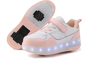 SKRIDSKO LED Light-Up Roller Skate Shoes with Retractable Wheels-Stylish Trainers for Boy, Girl, Kids, USB Rechargeable, Shiny Luminous Sneakers - Perfect for Party, Birthday, Christmas, Enhanced Safety