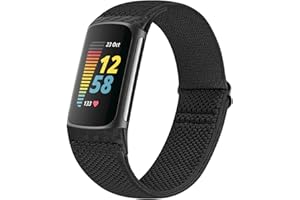 Runostrich Elastisches Nylon Armband Kompatibel mit Fitbit Charge 5 für Damen Herren, Stretchy Sport Loop Soft Armband Zubehör für Fitbit Charge 5