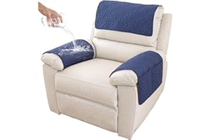 GYHH Sofa Armrest Cover, Headrest Cover for Recliner Chair Arm Cover,Armchair Slipcover Nonslip Quilted Furniture Protector for Pets Leather Sofa Couch (Navy,1 Seat Recliner | 3 pc)