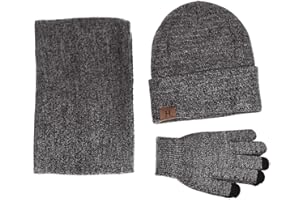 TMEOG Wintermütze Herren Mütze Schal Handschuh-Sets, Touchscreen Handschuhe Beanie Warme Mütze Strickmütze Winterschal Herren mit Fleecefutter