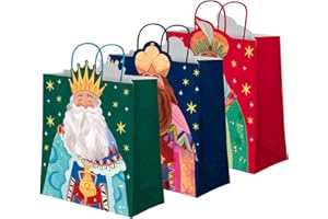 OH YEAH - 3 Bolsas Regalo Reyes Magos - 30 x 10 x 42 cm - 3 Diseños Variados - Regalo para Navidad - Bolsas para Regalos Temático Reyes Magos - Detalles Personalizados - REGALO ÚNICO