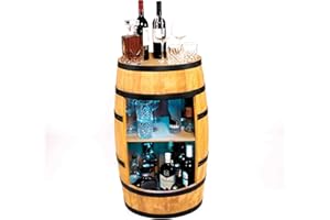 ‎CREATIVE COOPER CREATIVE COOPER Wooden Wine Rack - Wine Cabinet Mini Bar - Alcohol Cabinet Man - Bar Cabinet with LED Lights - 80 cm High - Retro Decorative Bar Shelf - Home Bar Counter - Barrel Furniture (Oak)