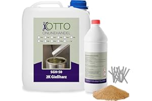 SGH-50 Gießharz (1,5 kg) Set zum Estrich reparieren (inkl. Estrichklammern und Quarzsand) farbloses 2K Epoxidharz Injektionsharz Vergussmasse Laminierharz zum Risse verharzen