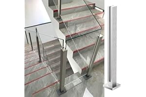 CVTER Palo per Ringhiera in Vetro Topless - 80cm di Montanti per Balaustra in Vetro Argentato in Acciaio Inossidabile per Terrazzo, Gradini, Balcone, Piscina, Giardino, Scale Del Patio