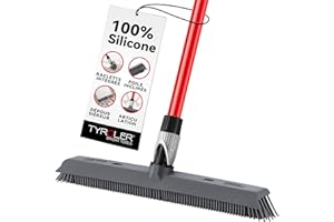 TYROLER BRIGHT TOOLS Tyroler Balai Silicone & Raclette Sol | Tête De 41 cm Balai Bross Poils Animaux | Manche Anti-Rouille en 4 Parties de 140 cm pour Balais en Silicone Professionnel | Balais Nettoyer Sol