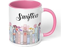 Print Maniacs Swiftea Mug 11oz Pink Floral Bookcase Albums Design Swifty Taylor Merchandise ERAS Gilmore Mug Fearless Folklore Evermore Swift