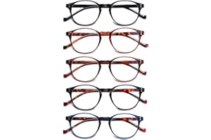 ‎COJWIS COJWIS 5 Pack Lesebrille Blaulichtfilter fur Damen Herren Federscharnier Brille Anti-Müdigkeit Blendfreie UV Lesehilfe (5 Pack Farbe, 2.00, multiplier_x)