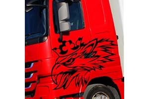 FINEST FOLIA Juego de adhesivos decorativos para camiones, 120 x 59 cm, diseño de rombos y puntas, adornos KX037 (negro brillante, juego de 2 unidades izquierda y derecha)