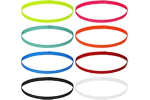 simarro 8 Stück Sport Haarband Dünn für Jungen, Elastische Sport Haarbänder Herren Schweißband Stirnband Antirutsch Stirnbänder für Fußball Yoga Laufen Joggen(8 Farben)