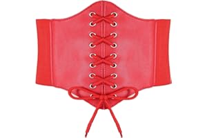 Hoerev Mujeres Niñas Elástico Banda Ancha Elástico Atado Waspie Corsé Cinturón de cintura