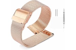 RWXCOW uhrenarmband damen 10mm/14mm/16mm/18mm/20mm/uhrenarmband damen gold/rosegold/rot/Edelstahl geflochtenes Damenarmband