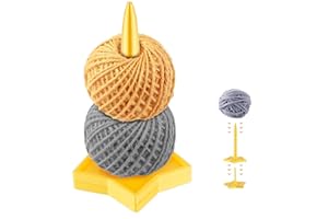 XYUAYAMZ Porta Gomitolo, Porta Gomitolo Uncinetto, Yarn Holder con Base a Stella, Supporto Per Gomitoli Adatto a Tutti Gli Spessori di Lana, Verticale Supporto per Filati, Staccabile, Giallo