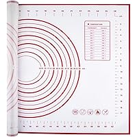 Aicoimy Backmatte mit Messung, 70x50cm rutschfeste Backunterlage für Fondant Plätzchen Pizza Teig