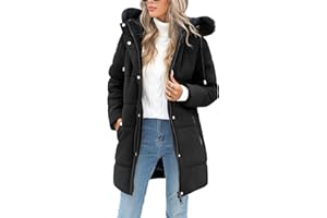 Tuopuda Manteau Femme Hiver Doudoune Chaud Veste Polaire Parkas à Capuche Décontracté Blouson Zippée mi Longue Coat Matelassée en Duvet Outercoat avec Poches