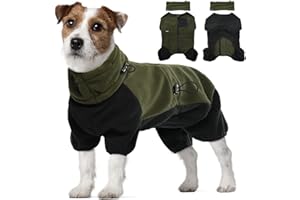 PUMYPOREITY Dog Fleece Jumper, Soft Pyjamas Puffer Jacket Warm Coat for Medium Dogs Fleece Jacket Cold Weather Cute Walking Coat Keep Pets Warm during Cold Evening/Early Morning Walkies(Army green, M)