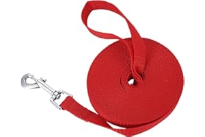 Fanshiontide Dog Training Lead Leash, 10m/33ft Long Lead For Large, Medium and Small Dogs, Long Dog Recall Lead, Recall Obedience Line Leash for Pet (Red)