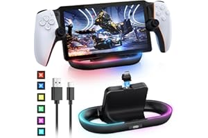 Chargeur Magnétique pour PS Portal Remote Player-FASTSNAIL Accessoires PSP Compatibles avec PlayStation Portal Remote Player-Support LED pour PS5 Portable(Noir)