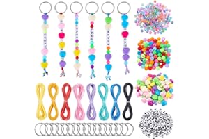 arricraft 630 kit de Fabrication de Porte-Clés en Perles, Y Compris des Perles de Rocaille Acryliques en Forme de Cœur et de Lettre, des Porte-Clés Fendus en Fer et un Cordon en Polyester