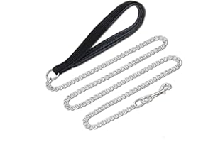 PETTOM Correa Cadena de Perros Grande Pequeño Mediano Resistente con Mango Suave Antideslizante Nylon para Caminar Viajar Adiestramiento Trekking Plata M 180 * 0.3 CM
