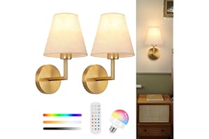 CANEOE Battery Operated Wall Lights,Rechargeable Wall Lights with 5000mAh Dimmable Detachable Charging Bulbs and Remote,Wireless Wall Lights for Living Room Bedroom Bedside Farmhouse Hallway(2 Pack)