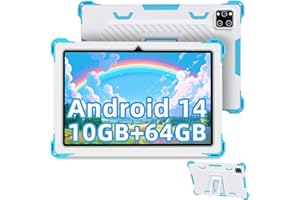 Semeakoko Tablette pour Enfant 10 Pouces Android 14 Kids Tablette avec 10GB+64GB(TF 1TB),Tablet Tactile Octa-Core,iWawa Éducative Apps Pré-Installé,Contrôle Parental, avec Protection Coque, Bleue