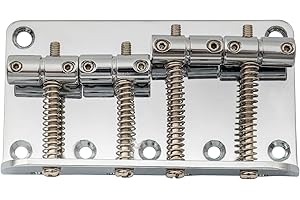 Musiclily 4-String Non-Tremolo Fixed Hardtail Bass Bridge for Jazz Bass and Precision Bass,Chrome