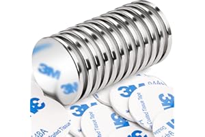 FINDMAG 12 Pack Strong Magnet, 30 x 3 mm 8 KG Pull Neodymium Magnets, Corrosion & Oxidation Resistant Disc Fridge Magnets with Double-Sided Adhesive, Permanent Magnet for Crafts, DIY