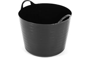 STORM TRADING GROUP Black 40 Litre Strong Large Flexi Tub Rubble Container Home & Garden Flexible Plastic Storage Bucket Tubs (2)