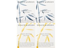 GRACE AND GREEN Grace & Green - Bamboo Mixed Sanitary Pads - with Wings - Organic Bamboo - Biodegradable Packaging - Individually Wrapped - Sustainable - 36x Pads