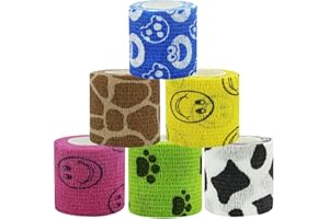 alouweekuky Pet Vet Selbstklebender Verband 6 Rollen，Selbsthaftende Bandage Notfall-Verband，Elastische Binde Verband SelbstklebendfüR Katzen, Hunde, Handgelenke, KnöChel(5cm X 4.5cm) (blau)