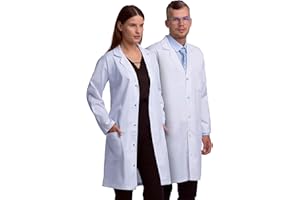 LAB COAT X Professional White Black Navy Unisex Lab Coat for Men and Women, Multiple Pockets, Classic Fit, Snap Closing, 40" Length