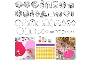 EEEKit 76PCS Polymer Clay Cutters, 67 Shapes Stainless Steel Clay Cutter Tools Set for Earring Jewelry Making, Cake Cookie Cutters