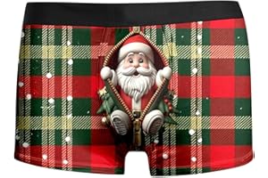 PAIDAXING Weihnachten Boxershorts Herren Baumwolle Lustig 3D Druck Weihnachts Unterhosen Stretch Schlüpfer Christmas Motiv Unterwäsche Weihnachtsboxershort Mode Trend Retroshorts Herrenunterwäsche Boxer Briefs