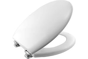 BEMIS New York White Molded Wood Toilet Seat | WC Seat That Won’t Loosen | Fits Most Toilets | Bottom Fix | Water-Based Paint for Easy Clean | Easy Installation