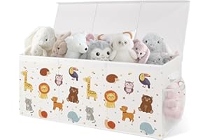 omedecal Cesta Porta Giochi Bambini Contenitori, Pieghevole, 124 L, Grande Oxford Contenitore Cesto Scatola Porta Giochi Baule Portagiochi Bambini Bambino, 96x32x40cm - Animali Adorabili