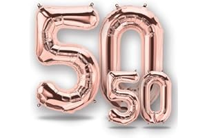 FUNXGO globo numero 50 Oro Rosas - numero 50 globo cumpleaños - número 50 cumpleaños globo Oro Rosas - globo numero 50 gigante - globos número 50 - decoracion 50 cumpleaños - globo 50 Oro Rosas