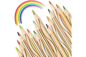 ThEast 30 Piece Rainbow Coloured Pencils, 4 in 1 Colouring Pencils for Kids, Multi Coloured Pencils for Adults Colouring, Drawing, Pre-sharpened, Pencils for Party Bags