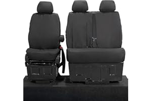 UK WHOLESALE LOWERING THE COST TO YOU My Van Seat Covers | To Fit VW Crafter Seat Covers 2006-2017 | Tailored Waterproof Easy to Fit | Front (NO Split Passenger Seat WITH Pull Down Tray) Black - MVSC132B