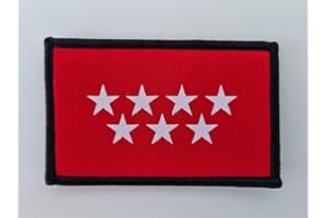 MateyCo Parche con Velcro Comunidad de Madrid, comunidad de Valencia,Tejida oficial 8 cm x 5 cm para Mochila, Chaleco, Gorras. Parche para Ropa Militar y Motera (Madrid)