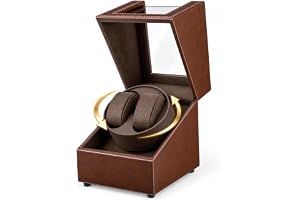 Mcbazel Automatiskt klockfodral, Watch Winder 2 klockor USB-C | Automatisk dubbel klockupprullare, vridbart fodral med 2 lägen B och L, Watch Winder PU-läder med 2 kuddar