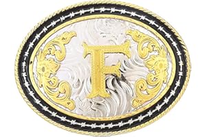 STARBRILLIANT Fibbia Per Cintura Western Da Uomo Grande Fibbia Per Cintura Da Cowboy Fibbia Per Cintura Con Iniziale Cowboy Rodeo Oro Con Lettere A Alla Z