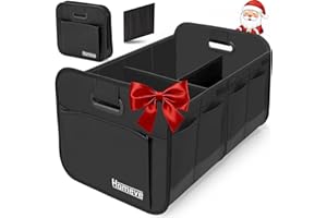 HOMEVE Portaoggetti pieghevole per bagagliaio con manici rinforzati, adatto per qualsiasi auto, SUV, furgone, colore nero