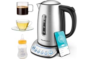WEEKETT Alexa Smart Kettle, voice control with Amazon Alexa, Google & Siri | Digital Temperature Control 2200W with Keep Warm Function, Stainless Steel, 1.7L, Silver | Energy Efficient Kettle - BPA Free